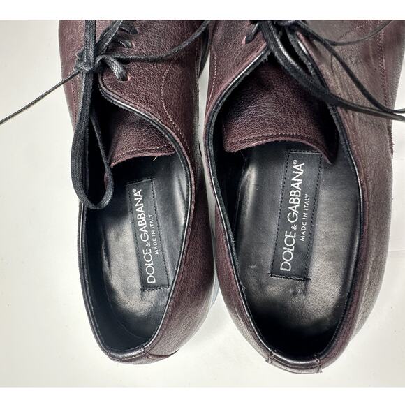 Dolce & Gabbana Men\'s Burgundy Leather Formal Dress Shoe Size 7